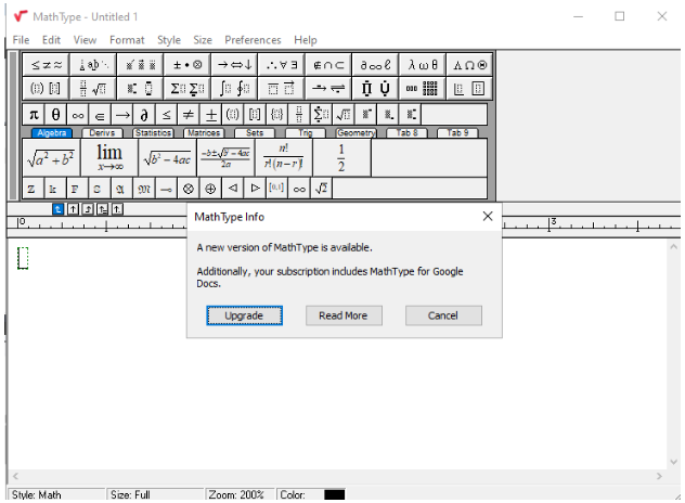 New Version of Mathtype available prompt